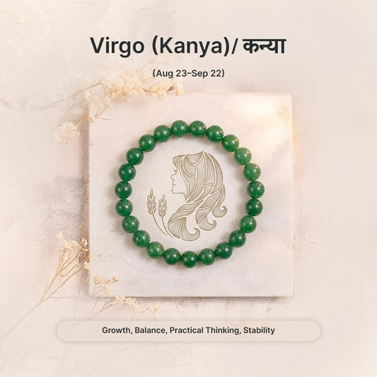 Zodiac Virgo Natural Green Agate Bracelet