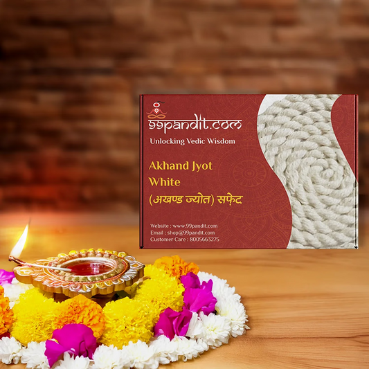 Premium Cotton Akhand Jyot Batti - White for Worship Rituals