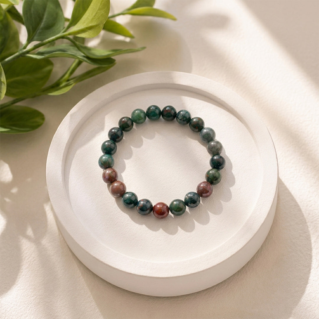 Natural Bloodstone Bracelet for Vitality, Courage & Detox (Lab Certified)