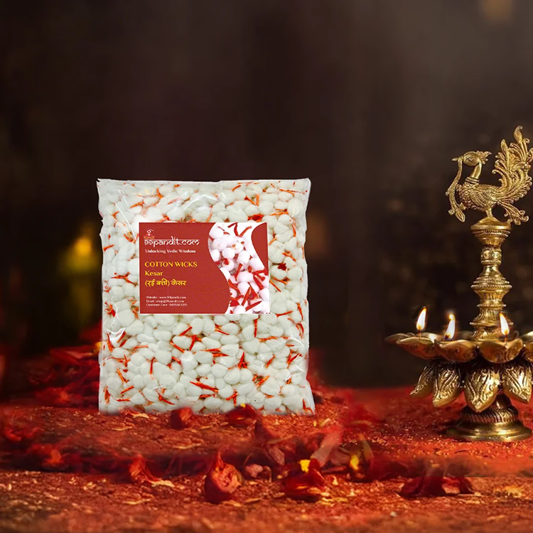 High Quality Cotton Wicks - Kesar for Daily Puja (2100 Pieces)