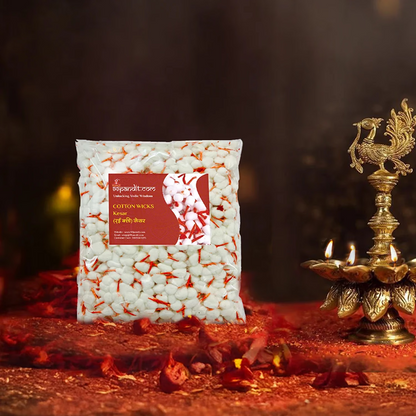 High Quality Cotton Wicks - Kesar for Daily Puja (2100 Pieces)