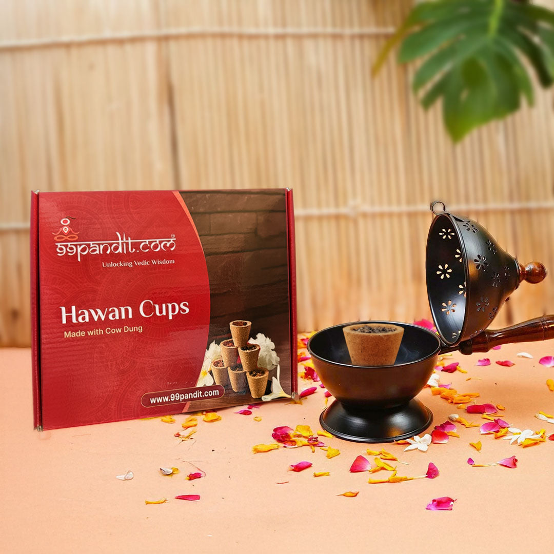 Natural Cow Dung Hawan Cups for Puja – Fragrance Sambrani (30 Cups)