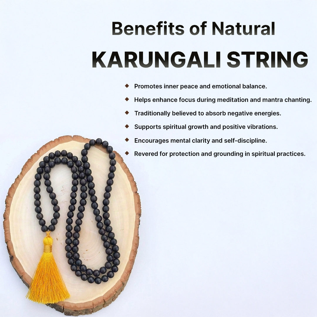 Natural Karungali String Mala 8 mm (Lab Certified)