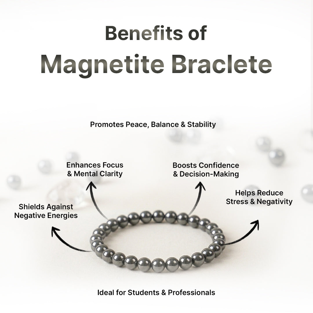 Natural Magnetite Bracelet for Luck, Strength & Success (Lab Certified)