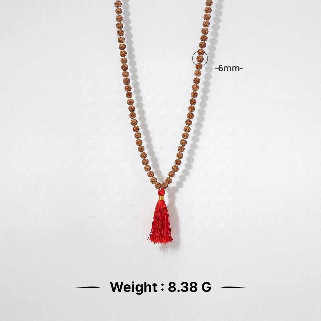 Natural Rudraksha String Mala 5 Face 6 mm (Lab Certified)