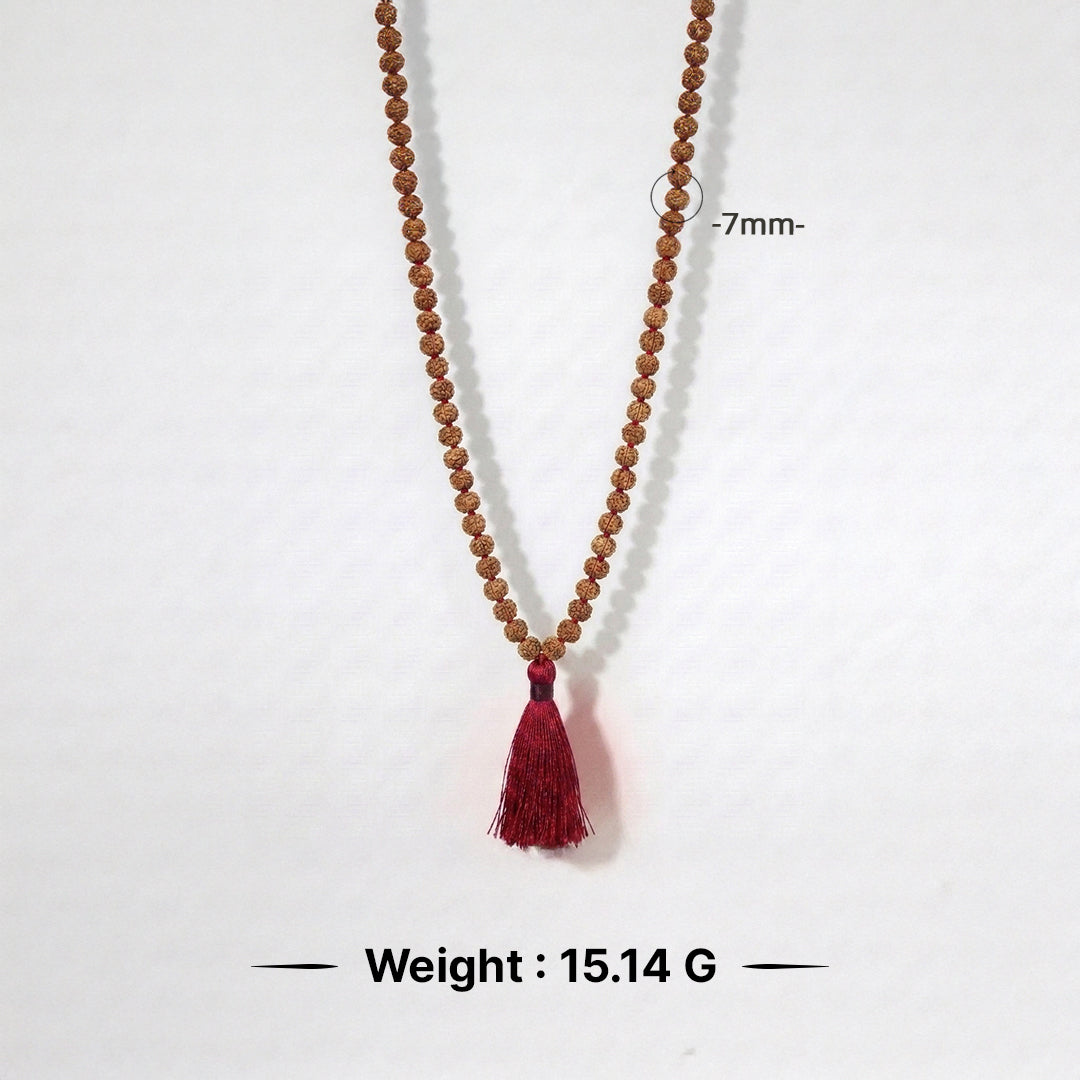 Natural Rudraksha String Mala 5 Face 7 mm (Lab Certified)