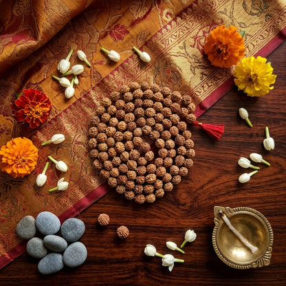 Natural Rudraksha String Mala 5 Face 7 mm (Lab Certified)