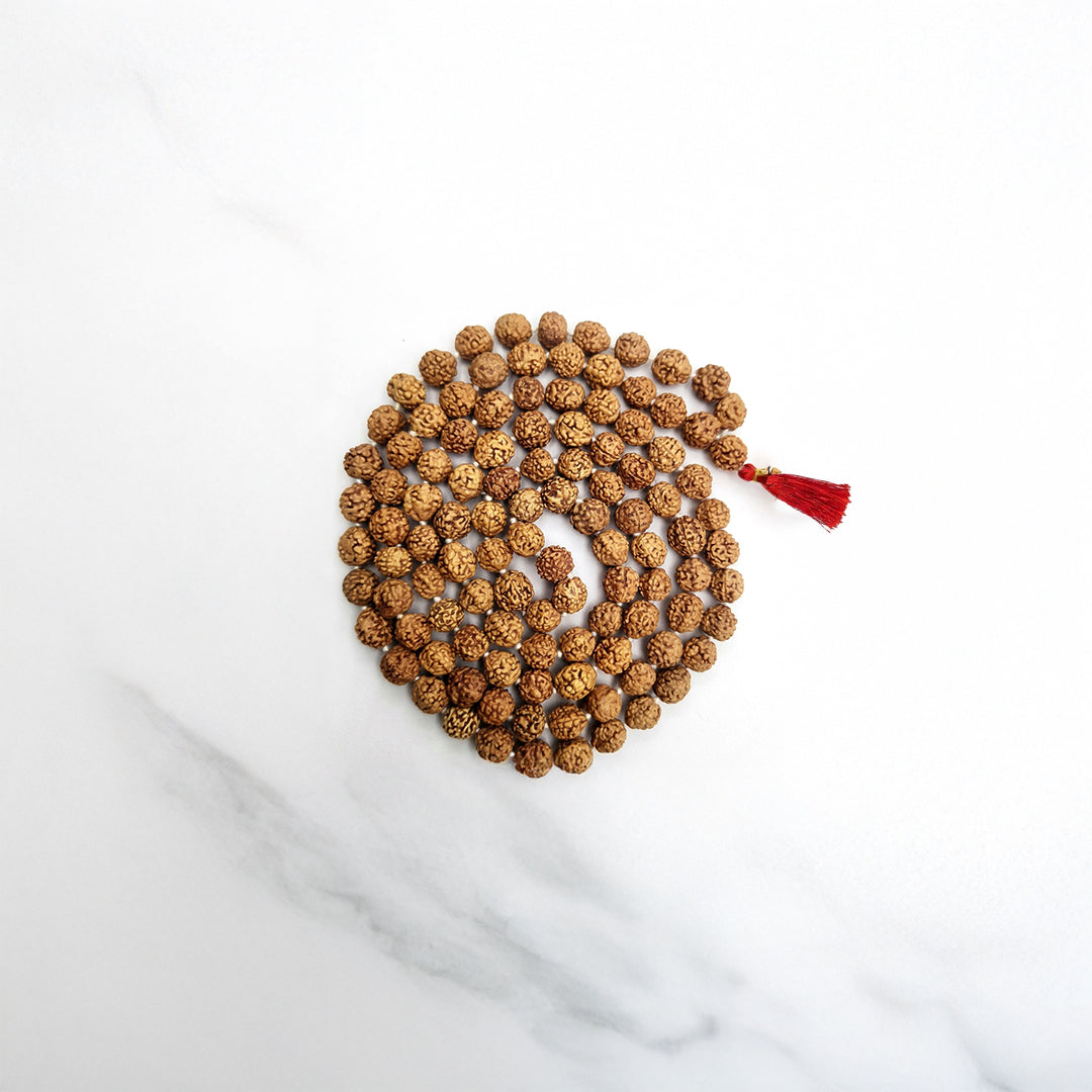 Natural Rudraksha String Mala 5 Face 7 mm (Lab Certified)