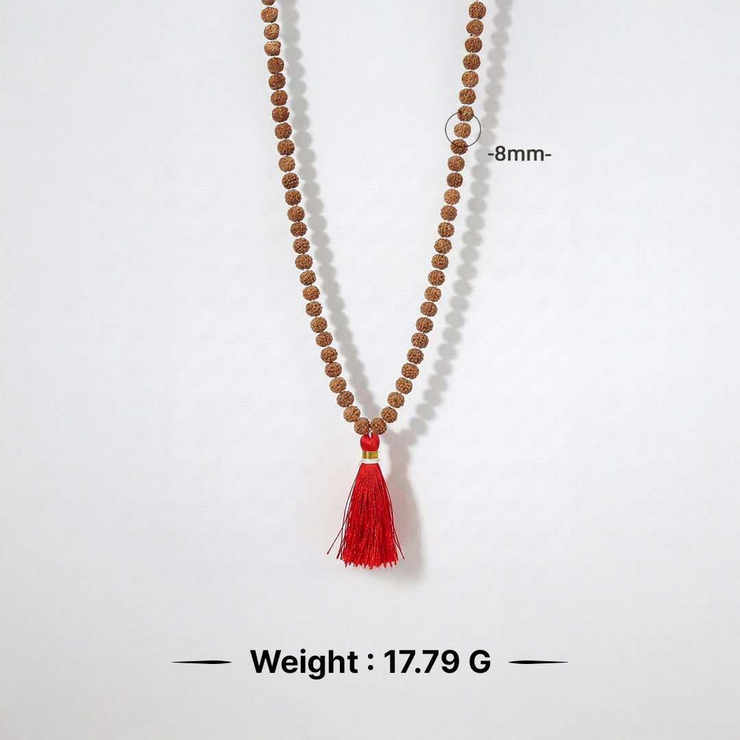 Natural Rudraksha String Mala 5 Face 8 mm (Lab Certified)