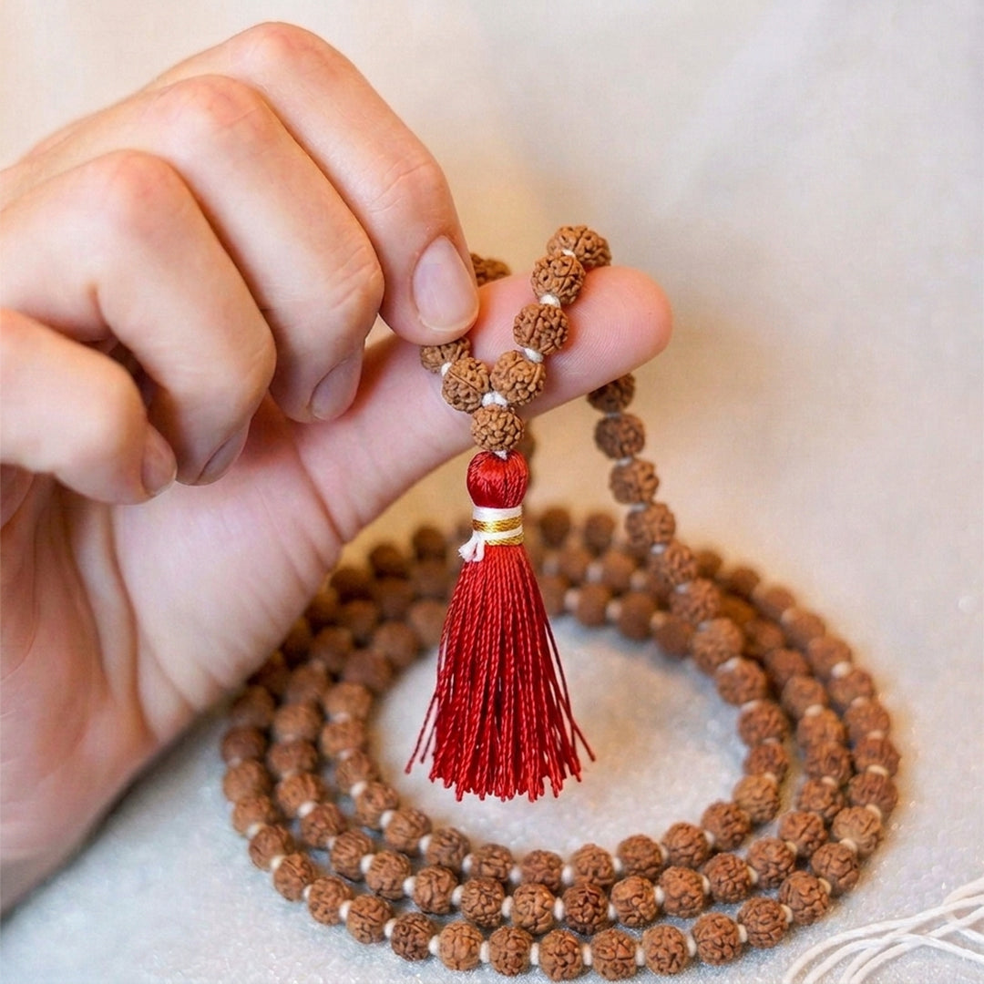 Natural Rudraksha String Mala 5 Face 8 mm (Lab Certified)