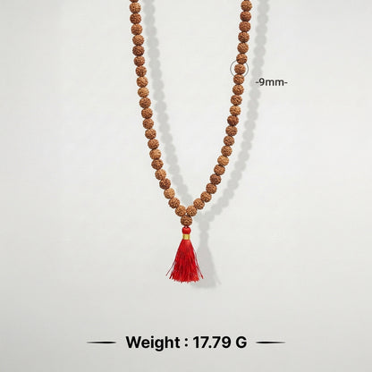 Natural Rudraksha String Mala 5 Face 9 mm (Lab Certified)