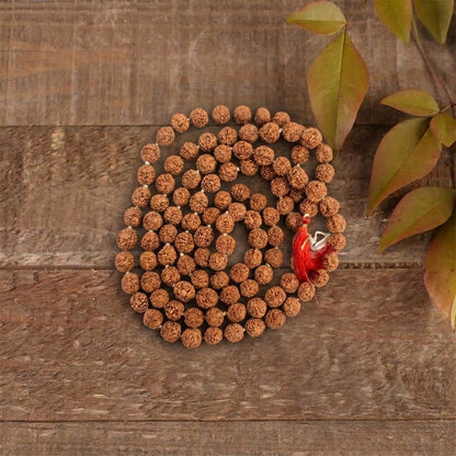 Natural Rudraksha String Mala 5 Face 9 mm (Lab Certified)