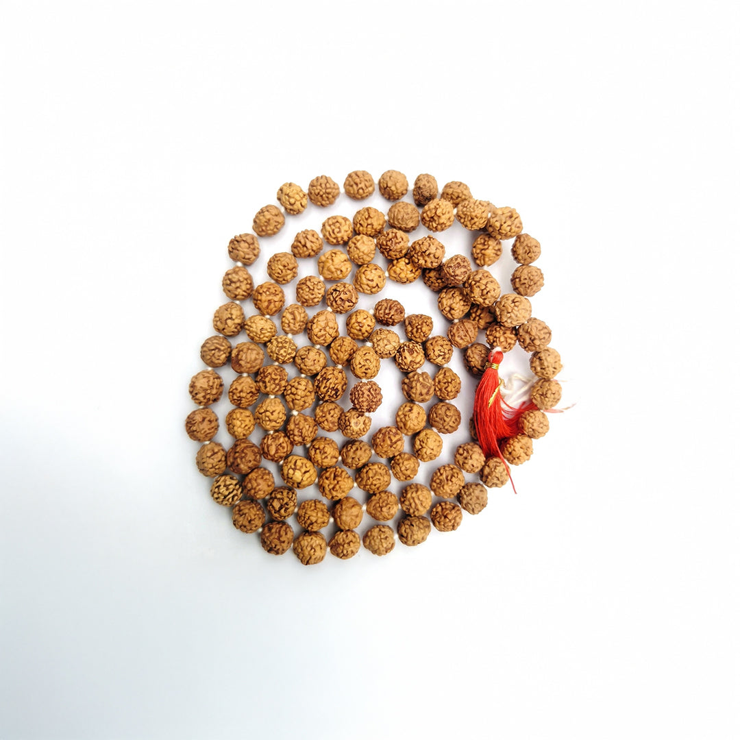 Natural Rudraksha String Mala 5 Face 9 mm (Lab Certified)