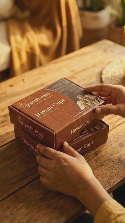 Natural Cow Dung Hawan Cups for Puja – Fragrance Sambrani (30 Cups)