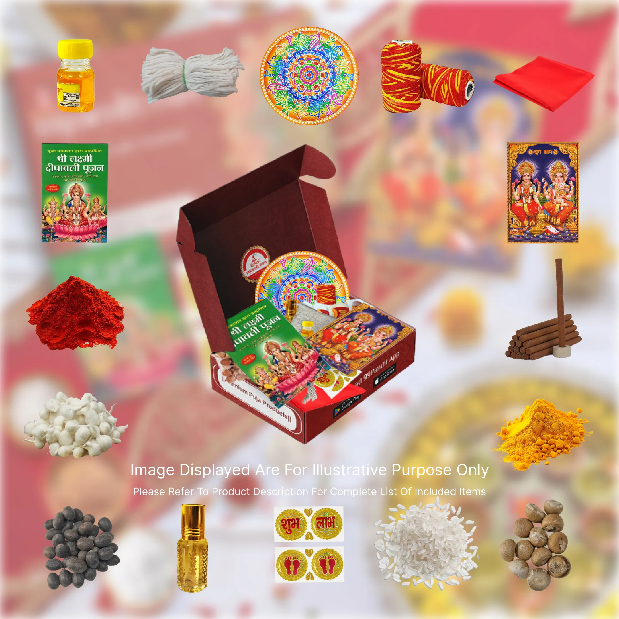 Sacred Diwali Puja Samagri Kit for Lakshmi Pujan with Pujan Vidhi