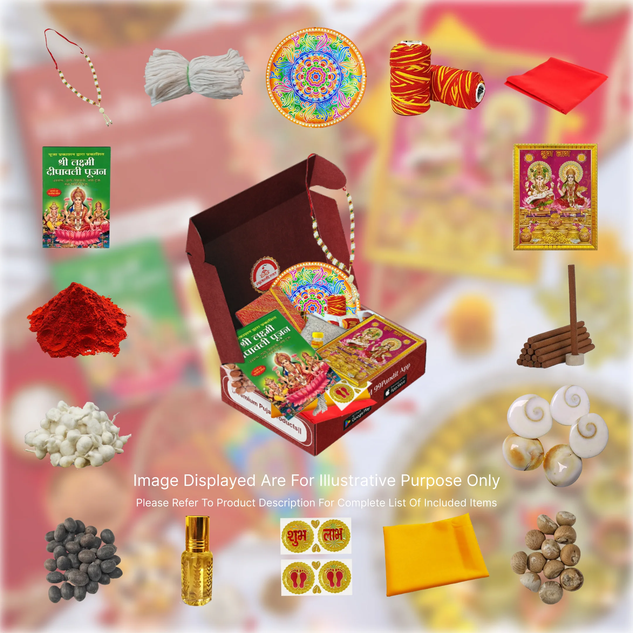 Sacred Diwali Puja Samagri Kit for Lakshmi Pujan with Pujan Vidhi