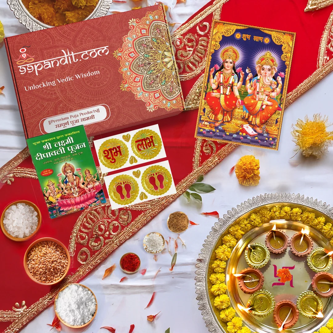 Sacred Diwali Puja Samagri Kit for Lakshmi Pujan with Pujan Vidhi